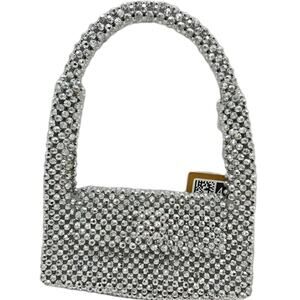 MMS Design Studio Silver Metallic Beads Clutch Small Shoulder Bag Purse NWT New